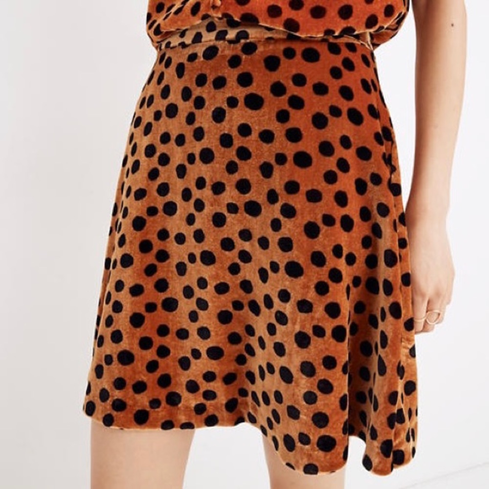 Madewell Velvet Circle Mini Skirt in Leopard Dot